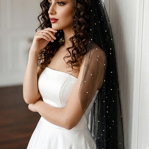 Voile de fête YouLaPan M127, longueur courte jusqu'aux doigts, strass de haute qualité, look élégant <span class=keywords><strong>avec</strong></span> peigne à <span class=keywords><strong>cheveux</strong></span> en métal pour mariées et femmes - Product Image 6