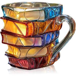W62 Nuovo Prodotto Tazza a Forma di Libro Dipinto 11oz, Tazza <span class=keywords><strong>da</strong></span> Caffè Novità 3D Dipinta a Mano, Tazza <span class=keywords><strong>da</strong></span> Caffè Unica a Forma di Libri Colorati in Resina - Product Image 1