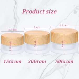 Pot d'emballage cosmétique de luxe 20ml 50ml pour crème visage et soin de la peau, en verre dépoli vide avec bouchon à vis et couvercle en bambou, diffuseur à bâtonnets personnalisé - Product Image 2