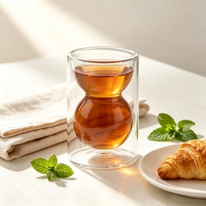 Bicchiere da tè rosso in vetro borosilicato a doppia parete da 140 ml con forma creativa per tè rosso <span class=keywords><strong>turco</strong></span> e arabo, articoli per la tavola Majlis e regalo per l'Eid - Product Image 1