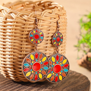 Boucles d'oreilles pendantes bohèmes en alliage plaqué bronze antique, bijoux de fête pour femmes - Product Image 4