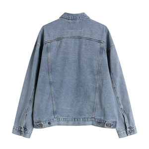 Giacca di jeans Unisex da uomo <span class=keywords><strong>donna</strong></span> con Logo <span class=keywords><strong>blu</strong></span> ricamato e traspirante con bottone <span class=keywords><strong>Cargo</strong></span> ampia vestibilità Oversize pelliccia decorata coppie - Product Image 2