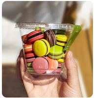 SHIRONG Paper Butler Boîte d'emballage transparente en PET pour mini macarons, desserts de pâtisserie, mochi, gâteaux soufflés et salades, modèle tendance