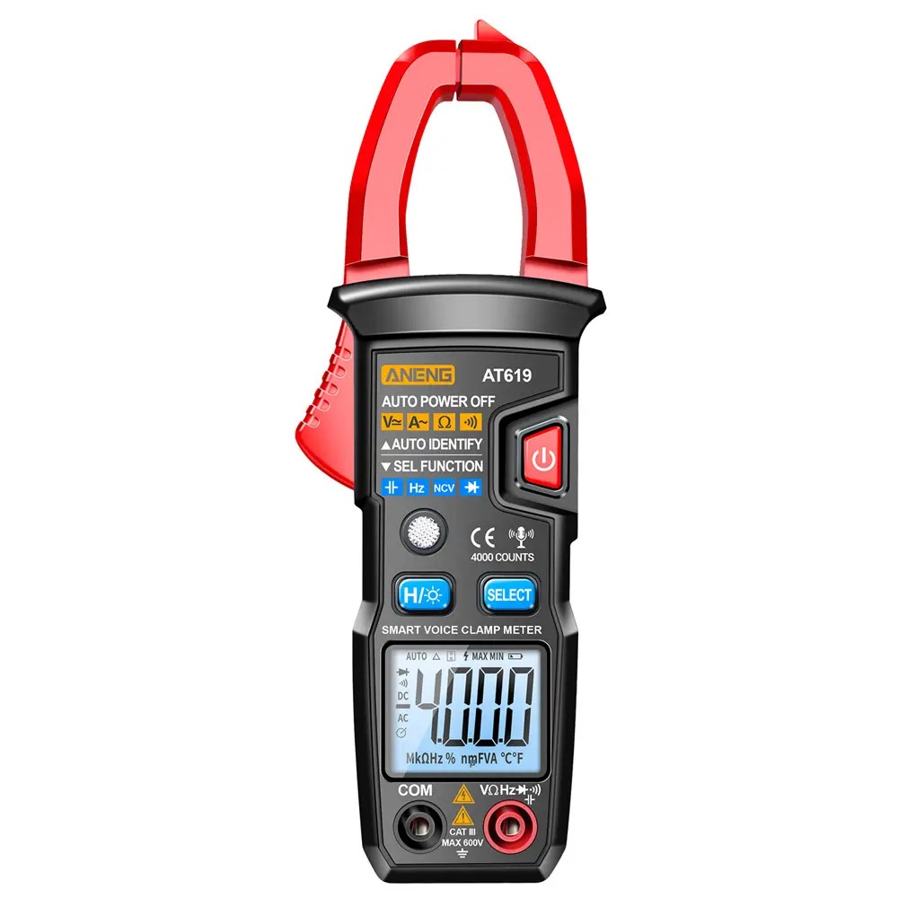 ANENG AT619 Multimeter jepit meter, alat Ohm NCV kapasitansi Mobil Amp Hz pengukur tegangan Ammeter arus AC siaran suara