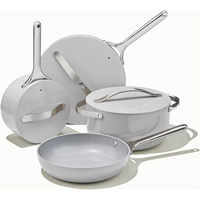 Ensemble de 7 ustensiles de cuisine en aluminium avec revêtement antiadhésif en céramique, couleurs personnalisées, haute qualité, vente en gros, avec poignées en acier inoxydable