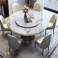 Mesa de comedor giratoria moderna con base de metal, mesa de comedor redonda con Centro giratorio, dos piezas de mármol, precio al por mayor