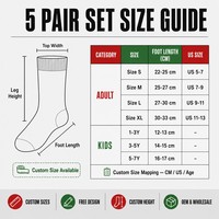 Chaussettes de Noël en coton personnalisées, ensemble familial de 5 paires, vente en gros, marque privée, OEM, ODM, design gratuit, livraison rapide