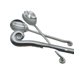 Set di forchetta e cucchiaio da 28cm con Server fatto a mano a spirale in acciaio inossidabile 18-10 - Product Image 5