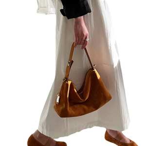 Bolso de mano de mujer de piel de vaca de gamuza mate de alta calidad con gran capacidad y bandolera a la moda - Product Image 3