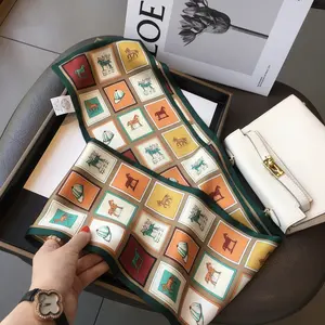 Vendita calda all'ingrosso di moda da donna <span class=keywords><strong>sciarpe</strong></span> firmate di marca di lusso modello personalizzato lungo in seta turca sciarpa <span class=keywords><strong>Foulard</strong></span> En Soie - Product Image 1