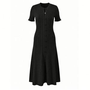 Extrafine--Wool <strong>Cashmere</strong> Blended Women Fashion Full-Button Collar-Neck MIDI <strong>Sweater</strong> <strong>Dress</strong> - Product Image 2