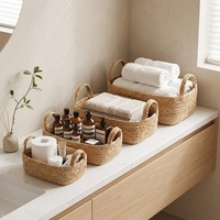 Panier de rangement carré en jacinthe d'eau tressée, style européen, écologique, avec poignée, portable, pour légumes/fruits, serviettes d'hôtel