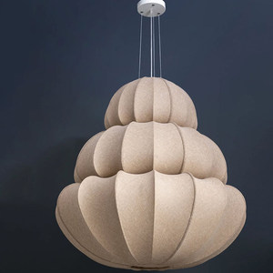 Lustre géométrique en lin à six têtes, luminaire suspendu rond pour salon, chambre à coucher, salle à manger, décoration intérieure - Product Image 3
