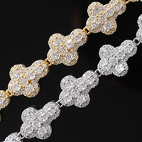 TOP ICY Iced Cubic Zirconia Cloud Hiphop Chain & Link Bracelet Géométrique Plaqué Or Laiton avec Zircon pour Femme & Homme Cadeau