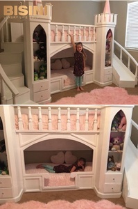 <span class=keywords><strong>Cama</strong></span> Infantil de Madera Maciza <span class=keywords><strong>Estilo</strong></span> Francés con Diseño de Castillo de Princesa y Calabaza - Product Image 3