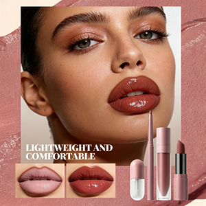 Wholesale Vegan Waterproof Soft Matte <b>Lip</b> <b>Gloss</b> <b>Set</b> Liquid Lipstick <b>Lip</b> Liner <b>Lip</b> Oil Box Packaging - Product Image 4
