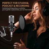 Studio de Production Podcast Tout-en-un 3,5 mm avec Mixeur Audio et Microphone pour Streaming en Direct sur PC, Smartphone et Ordinateur de Bureau