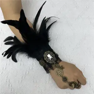 Gear Feather Bracelet Pirate Steam Engine Series Retro Punk Skull Bracelet Lace Accessories