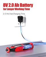 Outil rotatif sans fil rechargeable 2.0 Ah 8V Ensemble d'outils électriques à 5 vitesses pour la sculpture, la coupe du bois, le sac de machine inclus
