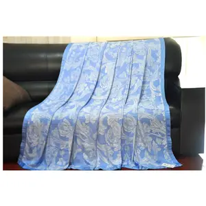 Mavi PHOENIX bambu battaniye yetişkin jakarlı çiçek yorgan yaz soğutma kral battaniye özel toptan