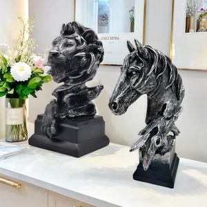 Nouvelle Décoration Artisanale Artistique en Résine Époxy Tête de Lion Rétro Créative, Style Art Populaire, pour Bureau et Bibliothèque - Product Image 2