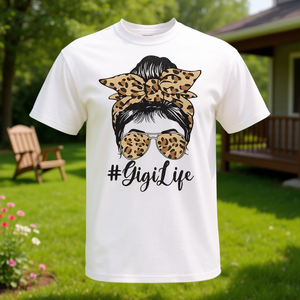 Camiseta Gigi Life Bleached Leopard Messy Bun, regalo para el día de la madre - Product Image 3