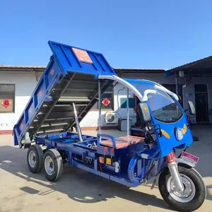 Electric three wheeled construction site dump truck dump truck four ton double axle double drive three wheeled vehicle