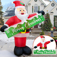 Santa Claus Inflable Gigante de Navidad con Pancarta Iluminada con LED, Decoración para Jardín Exterior, Accesorios para Fiestas Navideñas