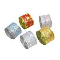 Ruban en polyester de luxe pour Noël, étoiles de 6,3 cm, pour emballages cadeaux et décorations