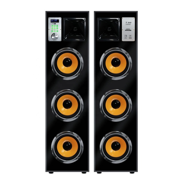 New Arrivals High-power Active Front Speaker with Microphone Colorful Wooden Box Active Powered Tower Speakers
