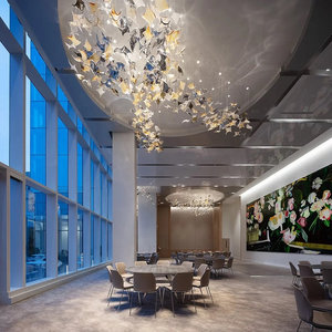 โคมไฟระย้าคริสตัลตกแต่งห้องจัดเลี้ยงงานแต่งงาน Zeal Lighting โคมไฟระย้าใบไม้แก้วสั่งทำพิเศษสำหรับโรงแรม วิลล่า ล็อบบี้ - Product Image 2