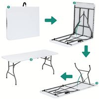 Table ronde pliante en plastique légère de 32 pouces avec plateau imperméable pour salle à manger, hôtel et salon, pour fête en plein air, pique-nique