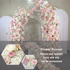 LEDA - Fondo de Boda Personalizado, Camino de Flores Rosadas Hecho a Mano, Arco de Rosas Blancas - Product Image 4