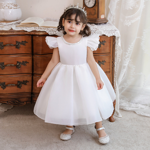 Robe de baptême blanche Meiqiai pour bébé fille, robe de fête en mousseline de soie, modèles de robes pour enfants, robe de mariée fleurie L2005XZ - Product Image 2