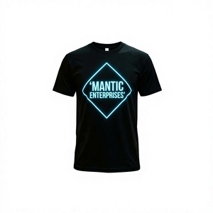 Hot Selling <b>Men's</b> 100% Cotton Knitted Short Sleeve Front Luminous <b>Night</b> Lighting Quick Dry Breathable Casual LED Flash T-<b>Shirt</b> - Product Image 1