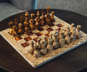 SAIDKOCC - Juego de <span class=keywords><strong>Ajedrez</strong></span> de Mármol Natural, Decoración Creativa Retro, Piezas de <span class=keywords><strong>Ajedrez</strong></span> de Lujo, Múltiples Colores, Estilo <span class=keywords><strong>Moderno</strong></span> - Product Image 3