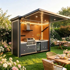 Pérgola Rectangular Moderna de Acero, Gazebo para Cocina, Estructura de Protección Solar para Patio y Jardín, con 1 Año de Garantía, para Terraza de Villa - Product Image 6