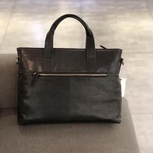 Sac à main pour homme en cuir tanné végétal, sac fourre-tout fin vintage en cuir de vachette pleine fleur, sacoche d'affaires pour ordinateur portable avec doubles poches avant - Product Image 2