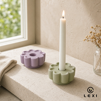 LEXI Ensemble de 7 bougeoirs en céramique en forme de fleur, pétales de lotus colorés assortis, vaisselle décorative pour la maison, la cuisine, la table, cadeau