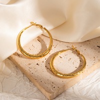 Anting Lingkaran Bola Emas Stainless Steel Anting Lingkaran Berhias Manik-Manik Perhiasan Minimalis Hipoalergenik Ringan untuk Wanita dan Remaja Putri