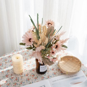 Bouquet de fleurs artificielles Naihui en tissu tissé rose, décoration d'intérieur, accessoires de mariage CF01357 - Product Image 1