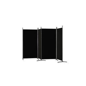 Separador de Ambientes de Tela Negra de 4 Paneles, 136.2 x 70.9 Pulgadas, Biombo Plegable, Diseño Minimalista, Decoración del Hogar - Product Image 1