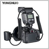 Flash Macro Yongnuo YN24EX E TTL Twin Lite para Cámaras Canon con Doble Cabezal de Flash + 4 Anillos Adaptadores