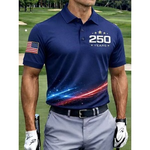 Nouveauté 2026 Chemise décontractée pour <span class=keywords><strong>homme</strong></span> à manches courtes en polyester respirant, motif Aigle et Étoiles, pour l'été, style Europe et Amérique - Product Image 2