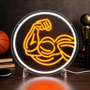 Muscle Arm Letreros Neon LED indoor hanging ambient light shop <b>sign</b> wall decoration light entrance indicator light luminous <b>sign</b> - Product Image 1