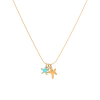 Kalung Bintang Laut Mermaidcore Lapis Emas 18K Baja Anti Karat Tidak Luntur Enamel Turquoise Perhiasan Bintang Laut untuk Wanita