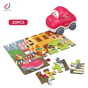 Chengji Diy Puzzel Racebaan Speelgoed Educatief Diy Assemblage Puzzel Rail Traagheidswagen Taxivoertuig Spelen Set Puzzel Auto Voor Kinderen