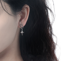 Boucles d'oreilles clips en laiton plaqué or, motif étoile, sans perçage, style vintage, croix zircon, bijoux minimalistes coréens Y2K pour femme