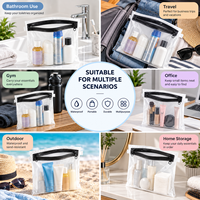 Pochette de maquillage transparente personnalisée avec fermeture éclair, étanche, organiseur de toilette, sac de rangement, étui en PVC transparent, sac cosmétique pour la salle de bain