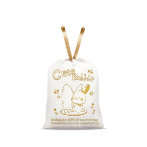 Biodegradable LDPE Drawstring Trash <b>Bag</b> Silk Screen Printed Rubbish Bin Liner Car Household Use - Product Image 2